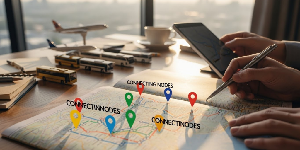 Comece pelo macro_ trace seu roteiro com “nós de conexão”